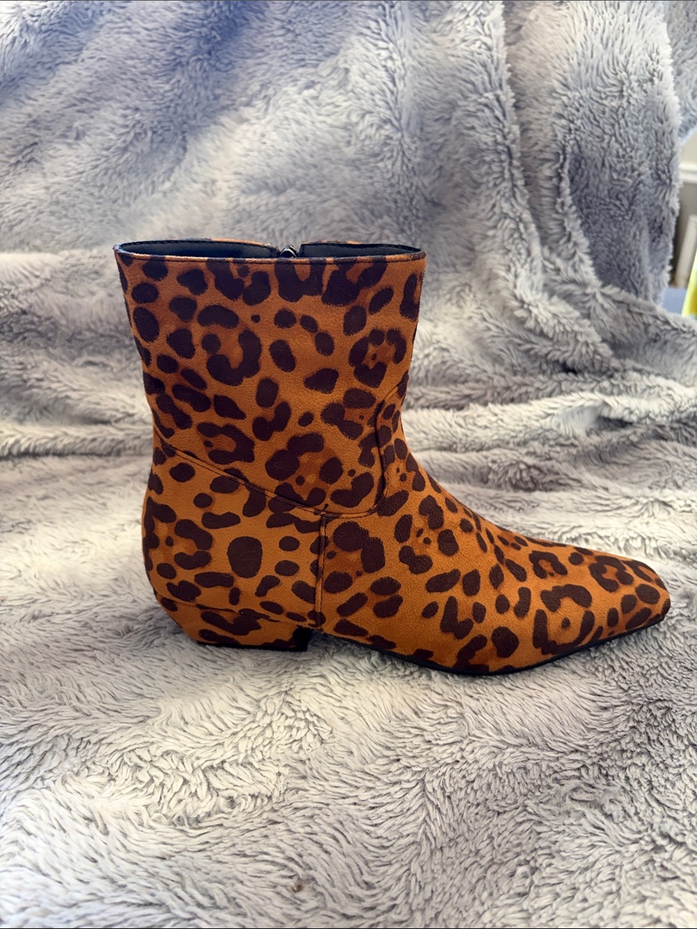 Leopard Print Ankle Boots - Brown